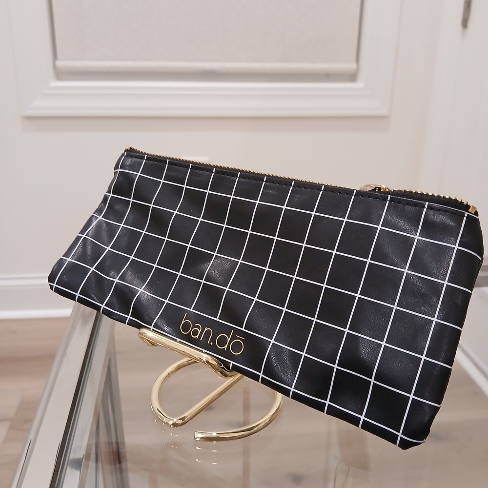Ban.do Black and White Grid Cosmetic Bag
